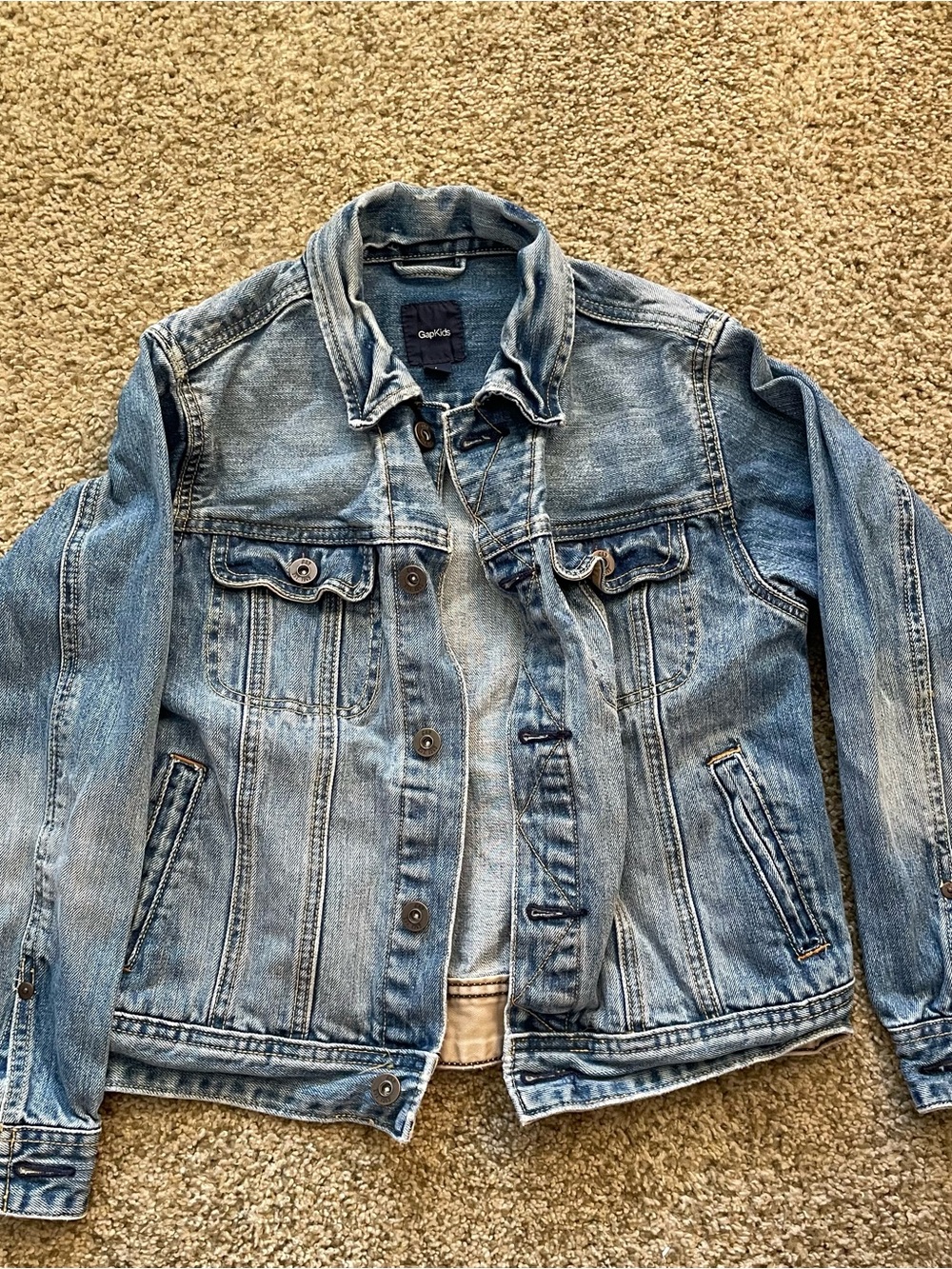 GAP kids large Washed Blue Denim Jean Jacket classic basic western